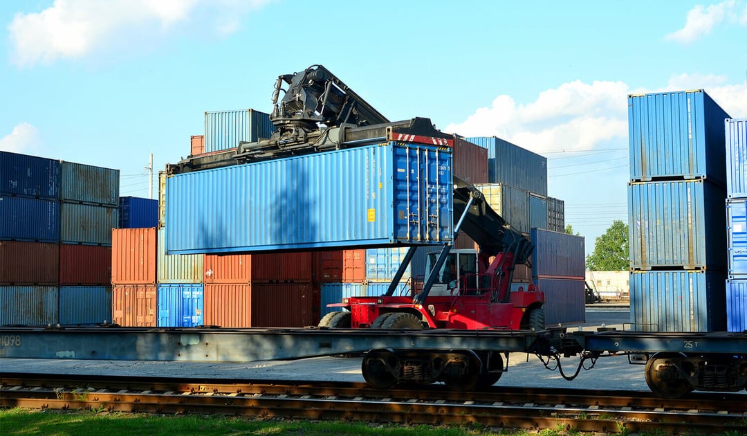 Intermodal Container Loading at Rail Ramp