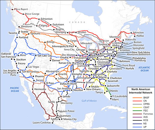 north american intermodal map
